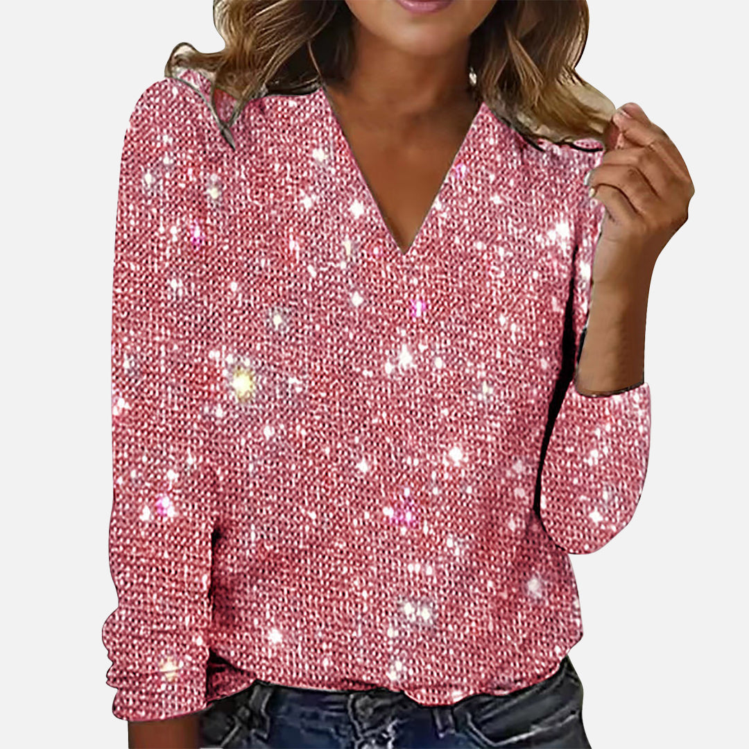 Ruby | Blouse à Col V Scintillant